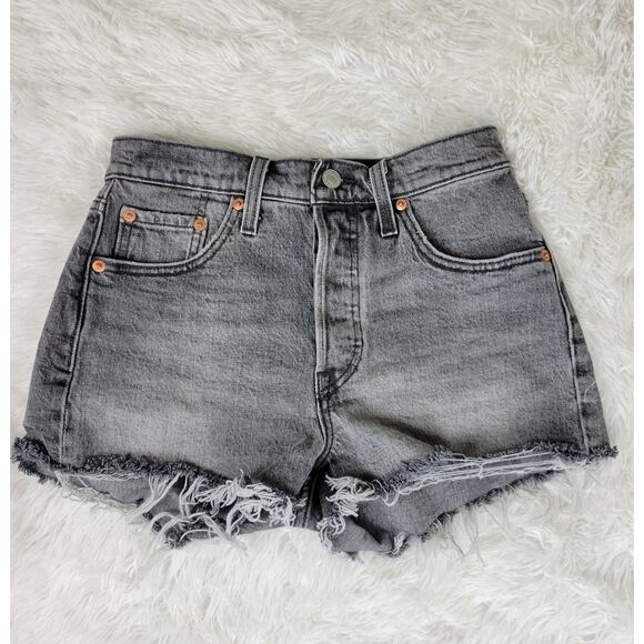 Levi's Pants - Levis 501 Original‎ High Rise Grey Denim Cut Off Shorts Size W25 Button Fly